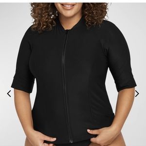 ARTESANDS black Seurat Short-Sleeve Full-Zip Rashguard Top